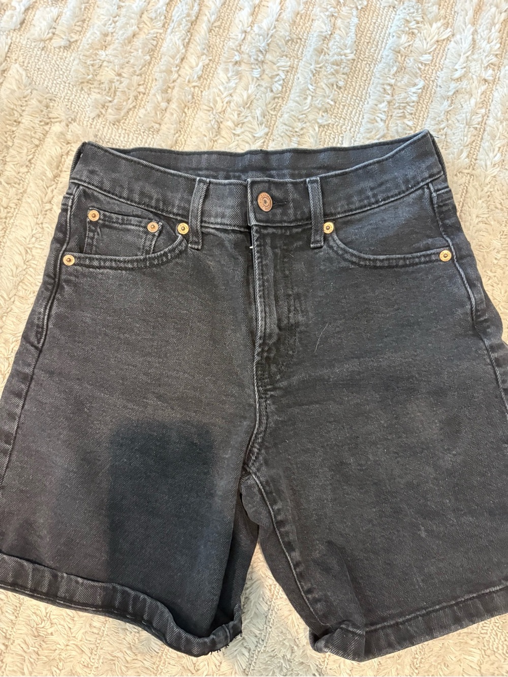 High-Waist Black Denim Shorts 25P Gap